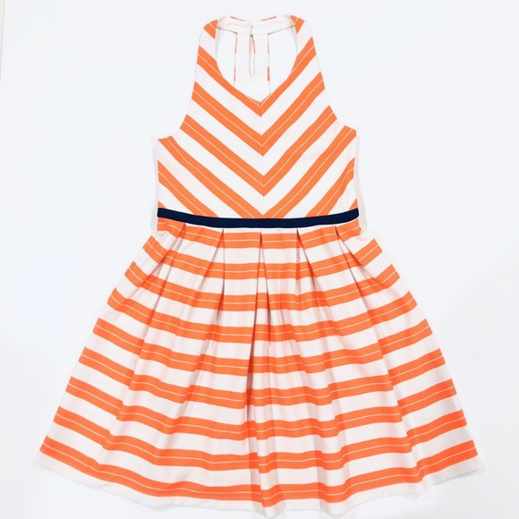 Pink & Violet Halter Dress Girls Sz 14 Bright Orange Open Back Sleeveless - Picture 1 of 11